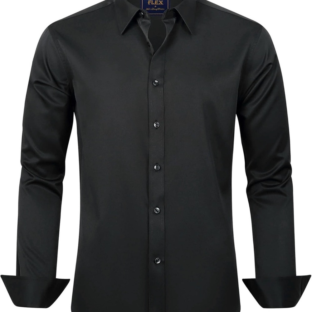 Black Flex Button Up  Shirt 2XL